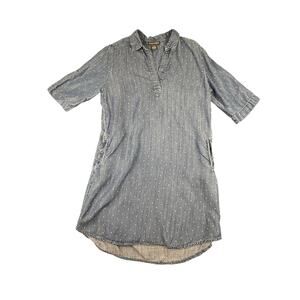 Chelsea and Theodore Denim Shirt Dresssize Medium 100% Tencel Roll Sleeve